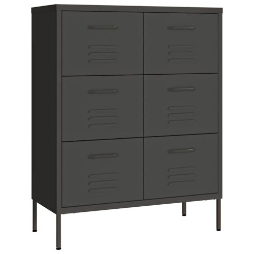 Шкаф с чекмеджета, антрацит, 80х35х101,5 см, стомана