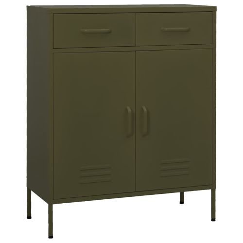 Шкаф за съхранение, маслиненозелен, 80х35х101,5 см, стомана