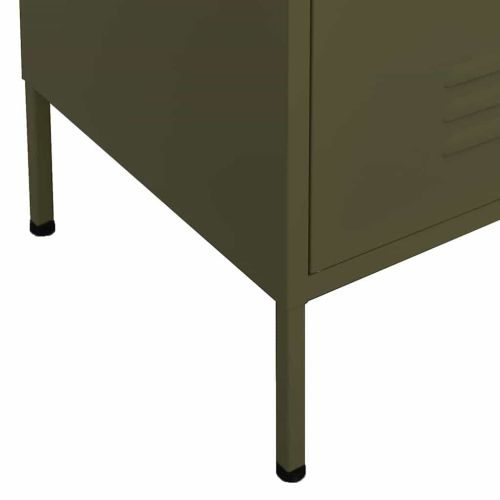 Шкаф за съхранение, маслиненозелен, 80х35х101,5 см, стомана