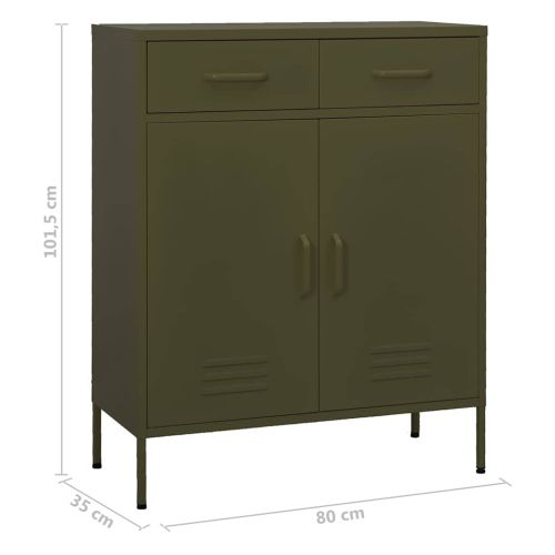 Шкаф за съхранение, маслиненозелен, 80х35х101,5 см, стомана