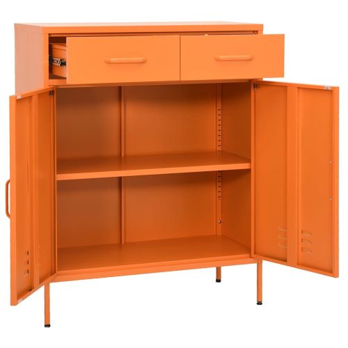 Шкаф за съхранение, оранжев, 80х35х101,5 см, стомана