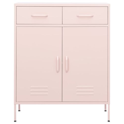 Шкаф за съхранение, розов, 80х35х101,5 см, стомана