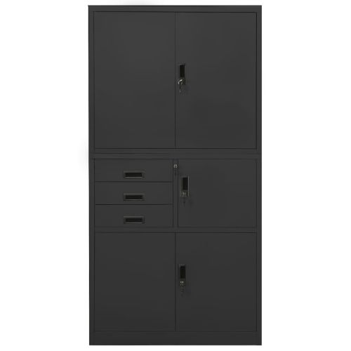 Офис шкаф, антрацит, 90x40x180 см, стомана