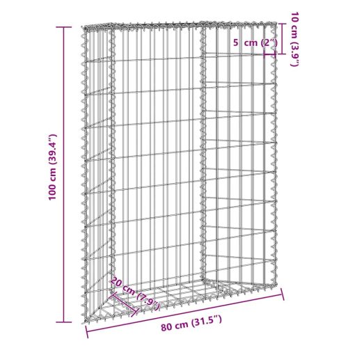 Габион повдигната леха трапец поцинкована стомана 80x20x100 см