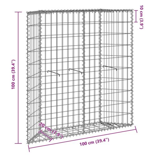 Габион повдигната леха трапец поцинкована стомана 100x20x100 см