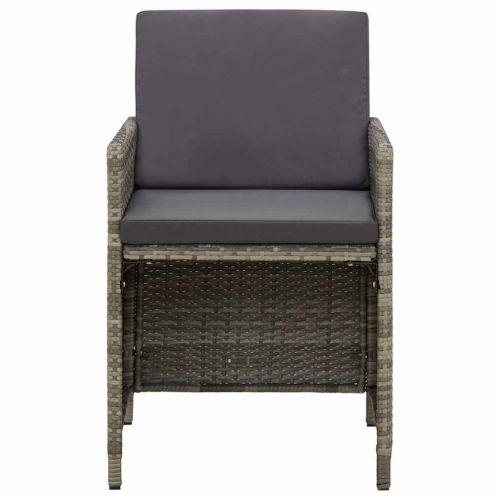 Градински столове с възглавници, 4 бр, полиратан, сиви