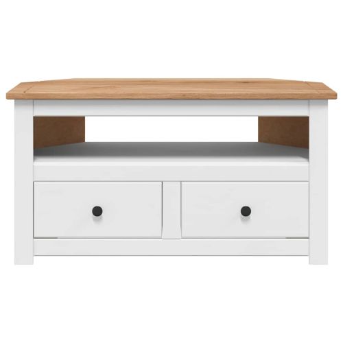 Ъглов ТВ шкаф, бял, 93x49x49 см, бор масив, Panama Range