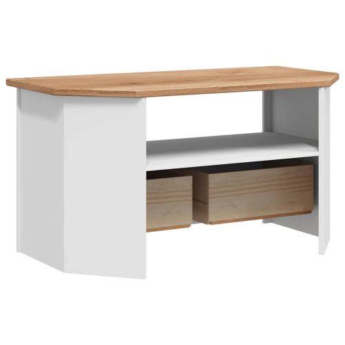 Ъглов ТВ шкаф, бял, 93x49x49 см, бор масив, Panama Range
