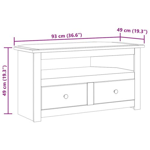 Ъглов ТВ шкаф, бял, 93x49x49 см, бор масив, Panama Range