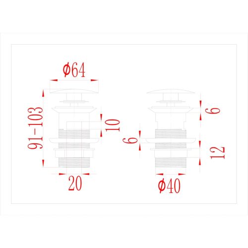 Сифон клик-клак с преливник, черен, 6,4x6,4x9,1 см