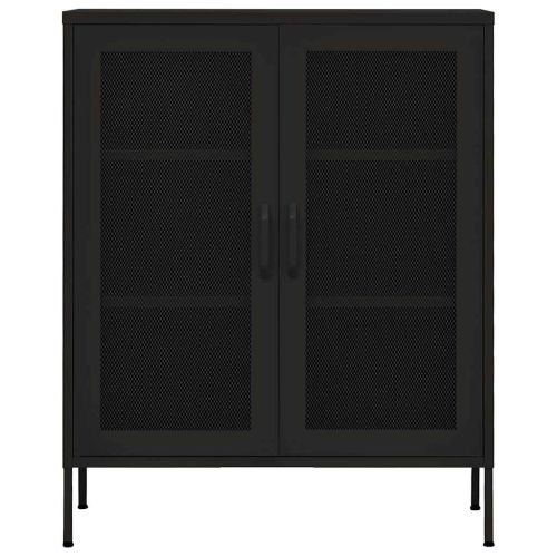 Шкаф за съхранение, черен, 80х35х101,5 см, стомана