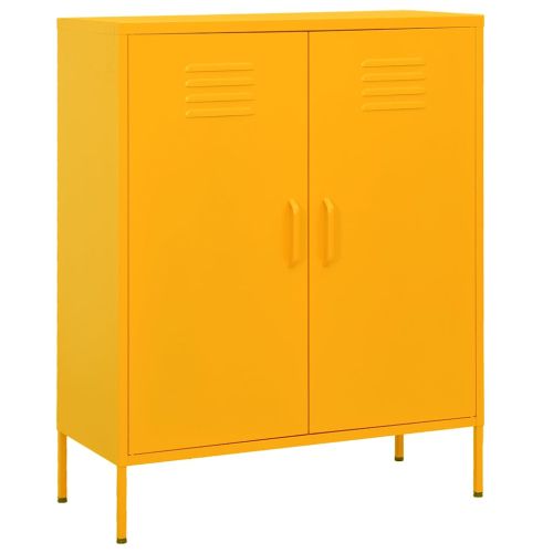 Шкаф за съхранение, горчица, 80х35х101,5 см, стомана