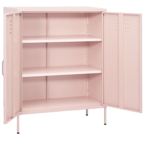 Шкаф за съхранение, розов, 80х35х101,5 см, стомана