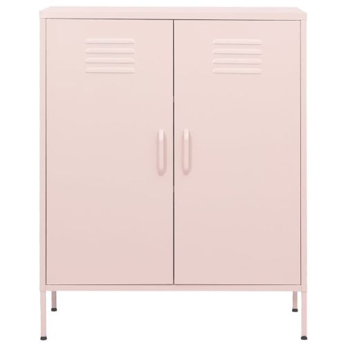 Шкаф за съхранение, розов, 80х35х101,5 см, стомана