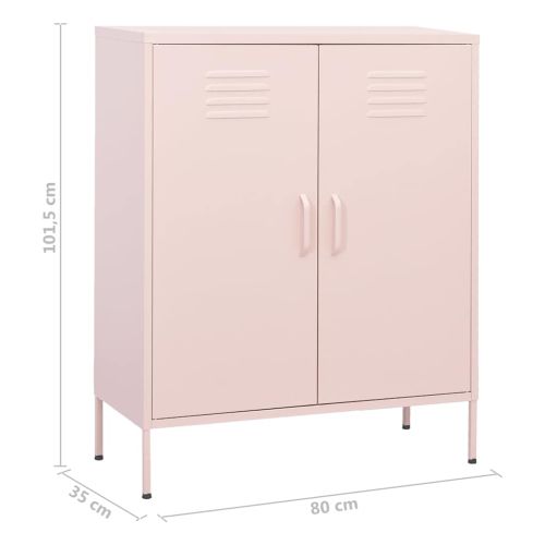 Шкаф за съхранение, розов, 80х35х101,5 см, стомана