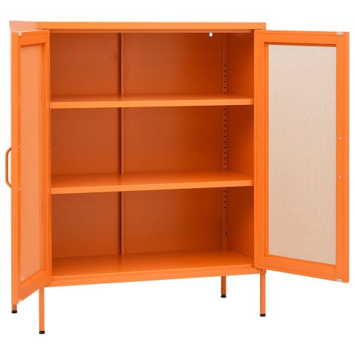 Шкаф за съхранение, оранжев, 80х35х101,5 см, стомана