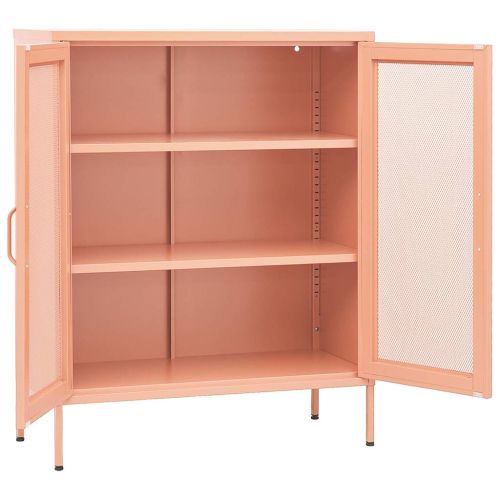 Шкаф за съхранение, розов, 80х35х101,5 см, стомана