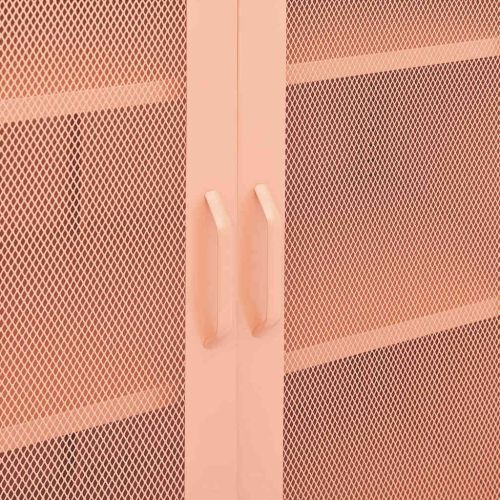 Шкаф за съхранение, розов, 80х35х101,5 см, стомана