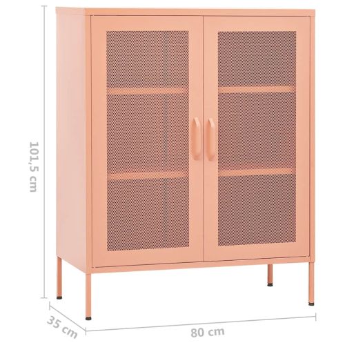 Шкаф за съхранение, розов, 80х35х101,5 см, стомана