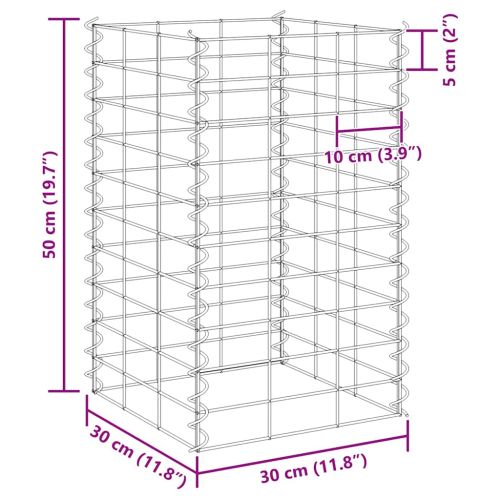 Габиони повдигнати лехи, 3 бр, 30x30x50 см, желязо