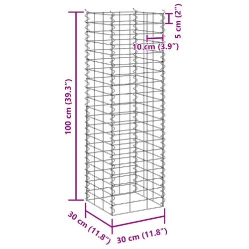 Габиони повдигнати лехи, 3 бр, 30x30x100 см, желязо