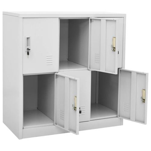 Заключващи се шкафове, 5 бр, светлосиви, 90x45x92,5 см, стомана