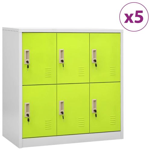Заключващи шкафове 5 бр светлосиво/зелено 90x45x92,5 см стомана
