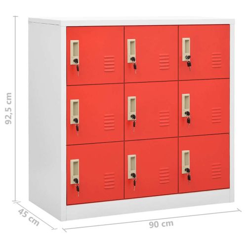 Заключващи шкафове 2 бр светлосиво/червено 90x45x92,5см стомана