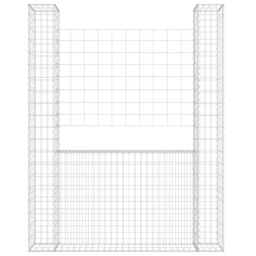U-образна габионна кошница с 2 стълба, желязо, 140x20x200 см