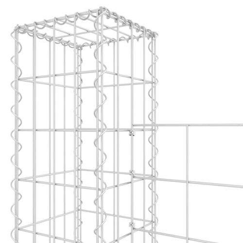 U-образна габионна кошница с 2 стълба, желязо, 140x20x200 см