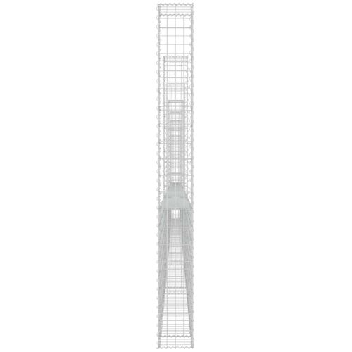U-образна габионна кошница със 7 стълба, желязо, 740x20x200 см