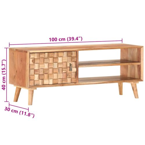ТВ шкаф, 100x30x40 см, акациево дърво масив