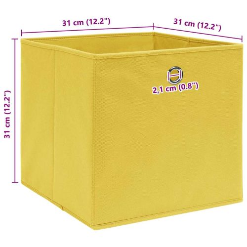 Кутии за съхранение 10 бр жълти 32x32x32 см плат