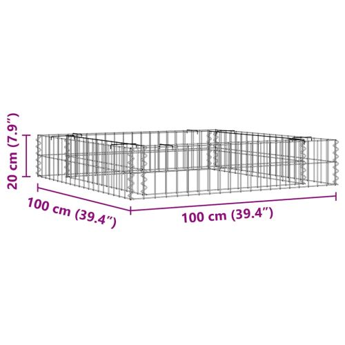 Габион повдигната леха, поцинкована стомана, 100x100x20 см