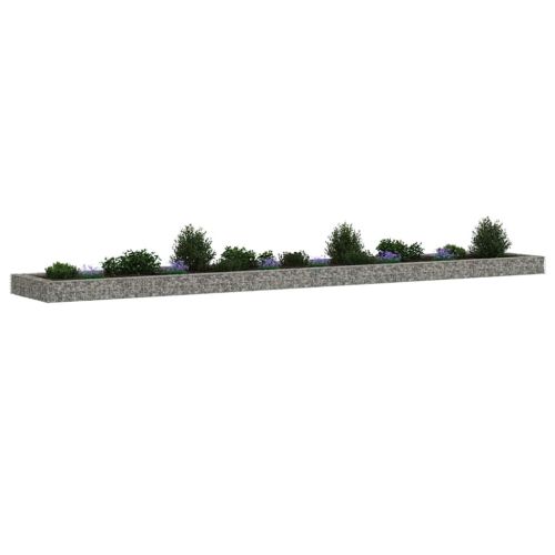 Габион повдигната леха, поцинкована стомана, 600x100x20 cм