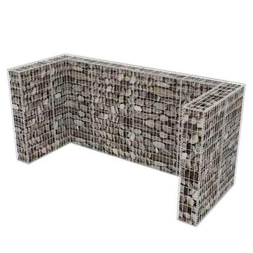 Габионна ограда за три кофи за смет, стомана, 250x100x120 cм