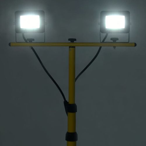 LED прожектор със статив, 2x10 W, студено бяло