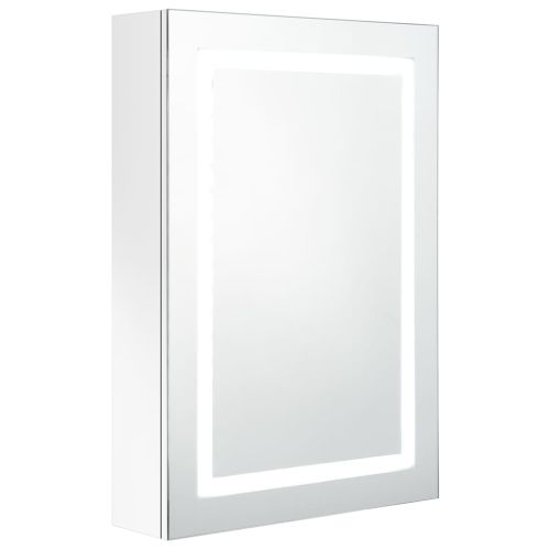 LED шкаф с огледало за баня, сияйно бяло, 50x13x70 см