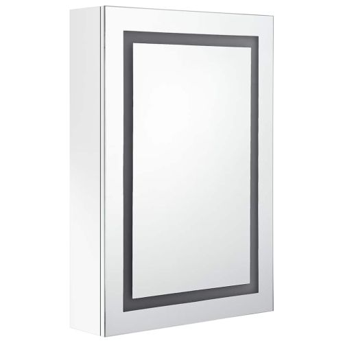 LED шкаф с огледало за баня, сияйно бяло, 50x13x70 см