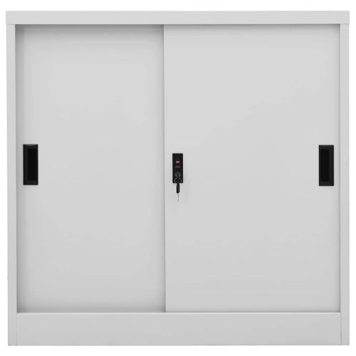 Офис шкаф с плъзгаща се врата, светлосив, 90x40x90 см, стомана