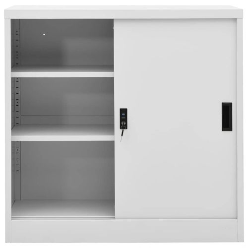 Офис шкаф с плъзгаща се врата, светлосив, 90x40x90 см, стомана