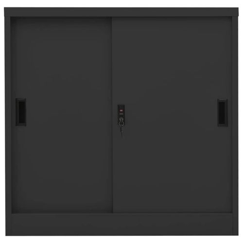 Офис шкаф с плъзгаща се врата, антрацит, 90x40x90 см, стомана