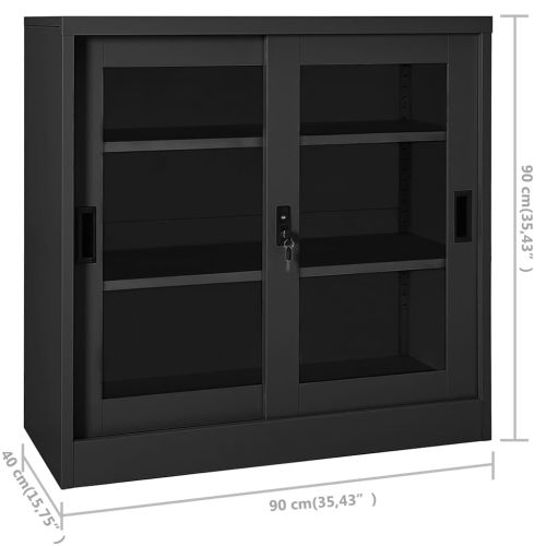 Шкаф с плъзгаща врата, антрацит, 90x40x90 см, стомана