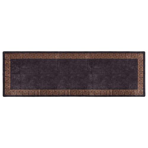 Килим, миещ се, черно и златисто, 80x300 см