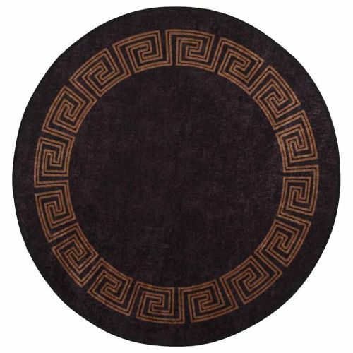 Килим, миещ се, φ120 см, черно и златно