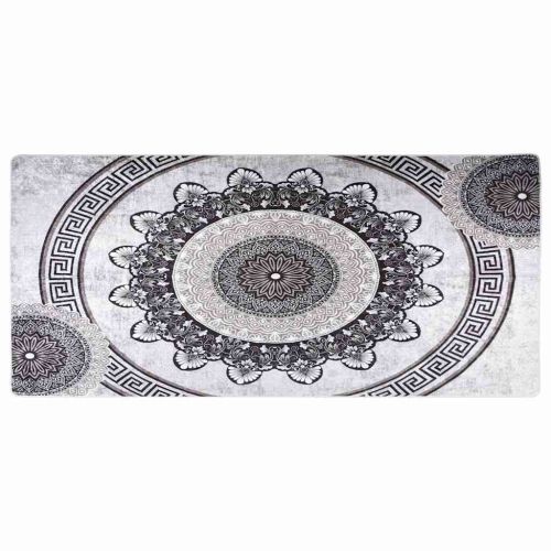 Килим, миещ се, 80x300 см, черно и сиво