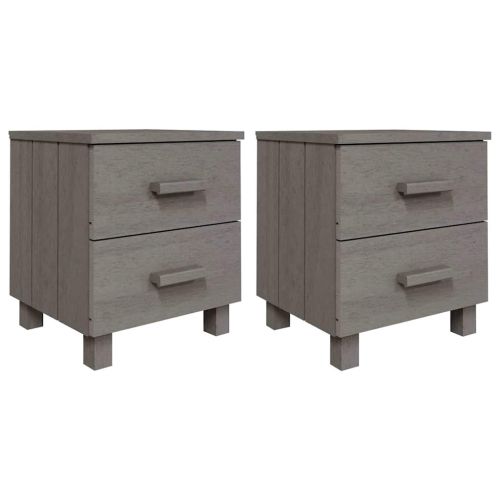 Нощни шкафчета HAMAR 2 бр светлосиви 40x35x44,5 см бор масив