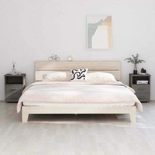 Нощни шкафчета HAMAR 2 бр светлосиви 40x35x62 см бор масив