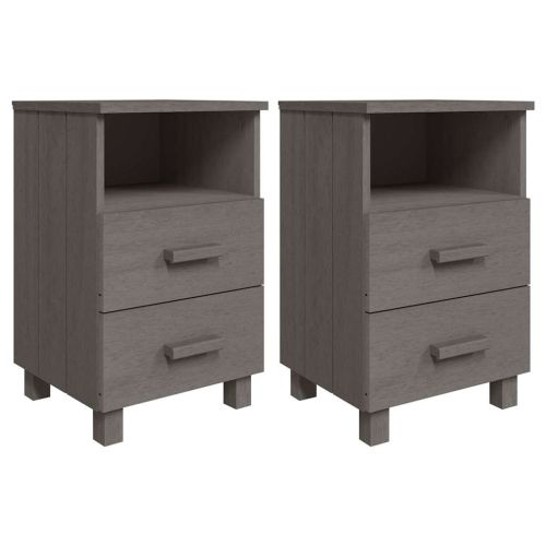 Нощни шкафчета HAMAR 2 бр светлосиви 40x35x62 см бор масив