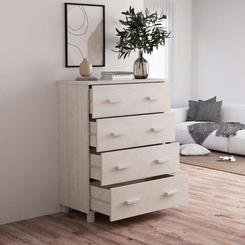 Сайдборд HAMAR бял 79x40x103,5 см борово дърво масив